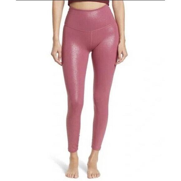 Beyond Yoga Small S Desert Berry Pink Metallic Twinkle High Waisted Midi Legging - Picture 11 of 11